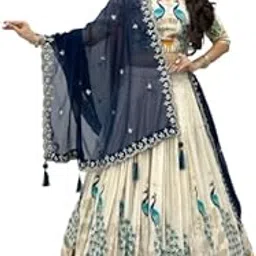 piludi Women's Vichitra Silk Embroidered Semi Stitched Lehenga Choli With Dupatta-picture-10