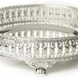 German Silver Tray, Best Gift for Diwali, Anniversary, House Warming, Birthday, Round (8 inch) Gifting Hamper Tray-image-27