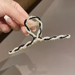 Fashionable Fancy Stylish Large Pearl Hair Claw Clips Long Hair Jaw Clips Clutches Barrettes Hair Accessories for Women with Long Curly Hair (BLACK)-image-66