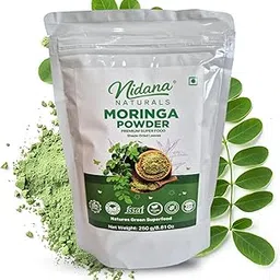 Nidana Naturals Moringa Powder, Premium Superfood, Shade-Dried Leaves, Vegan, Nature's Green Supplement, 250g/8.81 Oz-picture-34