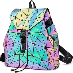 fzchenrry Chenrry Geometric Artificial Leather Polyester Luminous Holographic Reflective Shard Lattice Backpack-picture-36