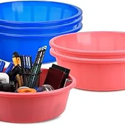 Pack of 6 Desk Organizer | Stationery Organizer | Multipurpose Storage Organizer | Office Supplies for Pen-Pencil-Staplers | Desktop Organizer | 6 LTR | Blue & Pink-image-56