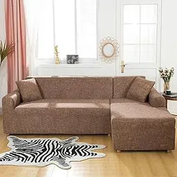 Lukzer Polyester Blend L-Shaped Sofa Cover For Living Room Furniture, Flexible Slipcover For Couches And More (Right Hand Side, Brown Lining)-picture-18