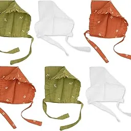 profab 100% Cotton Muslin Double Layer Baby Caps for Newborn | Baby Bonnets Caps/Hats Topi with Cute Ruffle (Pack of 3), Size 0-3M-picture-26