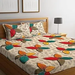 NEW TOWN Cotton Feel Glace Cotton Elastic Fitted Printed King Size Double Bed Bedsheet with 2 Pillow Covers and Fits Upto 8 inches Mattress, Size- 72"x78" Safari 1829-image-68