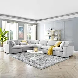 ES ESPINHO Stella Solid Sal Wood Velvet Upholstered 5 Seater Left Hand Side Facing Modular, Sectional, Corner L Shape Sofa Set for Living Room, Light Grey Color-picture-12