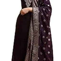 memore Women's Silk Straight Kurta Pant with Pocket Embroidered V Neck 3/4th Sleeves Solid Pattern Calf Length Regular Fit and Dupatta Set-picture-39