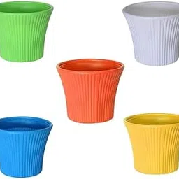 Dervino Sunrise Plastic Flower Pots, 12 Inches, Set of 5, Multicolor Planters for Balcony, Garden, Indoor or Outdoor (Multi)-picture-31