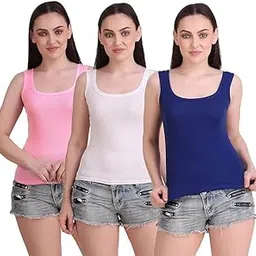 alpha beauty lingerie Alpha Beauty Women's Combo Pack of Cotton Rib - Relax Fit Tank Top Camisole for Women and Girls - Combo Pack of 3 (3Pcs-Camisole)-picture-57