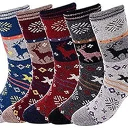 v4u Girl's Christmas Gift 5 Pairs Pack Soft Fully Warm Thick Casual Winter Woollen Socks Knitted Cabin Crew Socks for Women Ladies Mix Colors Socks-picture-41