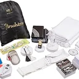 Hajj-e-Mabroor Luxe Couple Set by HADIYAH | Premium Hajj & Umrah Gift Hamper for Men & Women | Ihram, Hijab, Tasbeeh, Ittar, Miswak, Guide Books & Travel Essentials-image-3