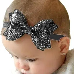Babymoon Glittering Bow Hairband For Baby Girl | Hair Accessories For Girls | Baby Headband For Girls | Black-image-7