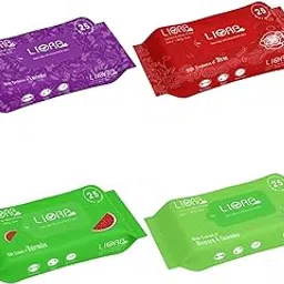 Liora Wet Wipes, Daily Cleansing Refreshing and Moisturizing Wet Facial Wipes - Rose, Lavender, Watermelon, Cucumber with Goodness of Aloevera, Antiacne (25 Count Each, Pack of 4)-picture-21