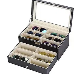 heavenglow Display Case Jewelry Collection Case Storage Organizer Showcase Glasses Case 12 Grids-picture-22