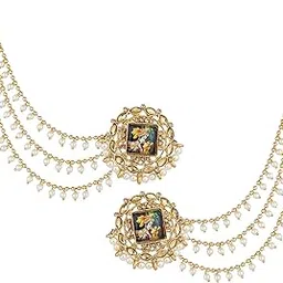 the luxor Non-Precious Metal Gold Plated Pearl Earrings For Women's & Girls-picture-13