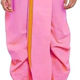 diamond cluster Men's Solid Cotton Ready to wear Comfortable Maharaj Dhoti with Golden Lace (C-R-20020113)-picture-43