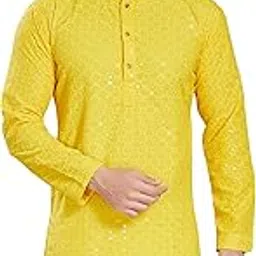 divisive Men's Sequince Embroidered Cotton Blend Only Slim Fit Kurta-picture-30