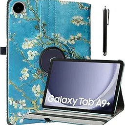 ProElite Cover for Galaxy Tab A9 Plus 11 inch Case Cover, 360 Rotatable Smart Flip Case Cover for Galaxy Tab A9 Plus 11 inch Tablet with Stylus Pen, Flowers image 1