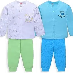 Baby Boys & Girls Full Sleeve100% Cotton Jhabla & Pyjama Sets Pack of 2-image-9