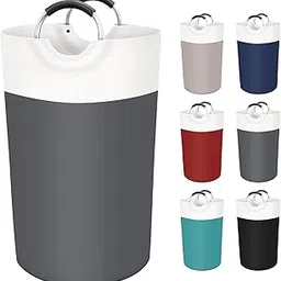 Zollyss 90L Laundry Basket, Freestanding Laundry Hamper, Collapsible Dirty Clothes Hamper, Waterproof Fabric with Foam Protected Aluminum Handles for College, Dorm, Family (Grey)-picture-16