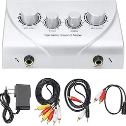 kh Karaoke Sound Mixer Dual Mic Inputs With Cable Karaoke Echo Sound Mixer Karaoke Sound Mixer Professional Audio System Portable for TV PC Smartphone Amplifier-picture-45