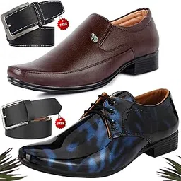 Latest Formal Shoes/Party Shoes/ 2 Shoes Combo with Free 2 Belt for Men and Boys -P2698-picture-11