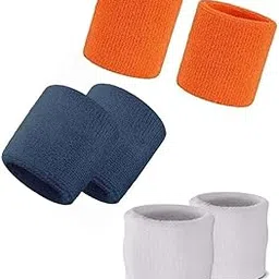 Sweksha Creations Wrist Band for Men & Women 3 Inch - Wrist Sweat Band(White,Orange,Blue)-picture-18