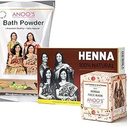 Anoos Henna 100g, L & W Mask 40g, Bath Powder 180g Combo-picture-30