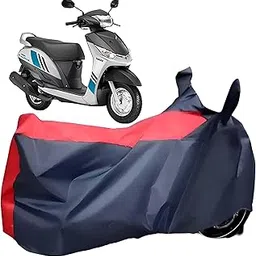 All Weather Protection Compatible with Yamaha Alpha Two Wheeler Cover | for All Bikes Cover, Scooty Cover, Scooter Cover, Motarcycle Cover |100% Waterproof | Mirror Pocket | Red & Blue-picture-14