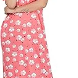r rilo RILO Women's Printed Hosiery Cotton Half Sleeve Nighty Nightgown Maxi with Pocket-picture-25