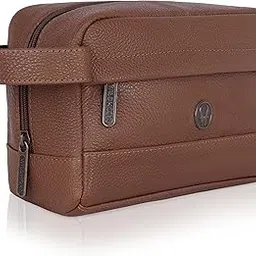 wildhorn Leather Toiletry Bag For Men & Women - Dopp Kit For Travel Large Toiletry Kit. Toiletries Organizer (Walnut), 9.5 CM, Brown image 1