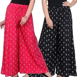 Tout ENSEMLE Women's Rayon Printed Palazzo Pants – Free Size, Wide-Leg, Comfortable for Casual, Office-picture-22