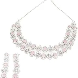 jewellery ze Necklace Set for Women Rhodium Plated Wedding Party Jewelry Sets Women Ruby Diamond Jewelry Necklace Earrings Bracelet Set-picture-15