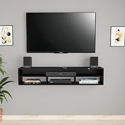 DAS August Wall Mount Engineered Wood TV Entertainment Unit/Tv Rack Set to Box Stand with Wall Shelves for Living Room Black Finish (Ideal for up to 43") Screen-picture-28