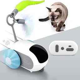 Interactive Cat Toy with Remote Control, 2 Speed Automatic Moving Car Cat Toys Self Play Smart Mouse Toy with Turbo Tail for Bored Indoor Adult Cats Kittens-picture-11