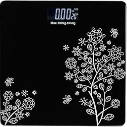 Digital Bathroom Scale Black Flower Tempered Glass LCD Display Personal Body Weight Step On Technology Auto Calibration 180kg Accuracy Health Care-image-31
