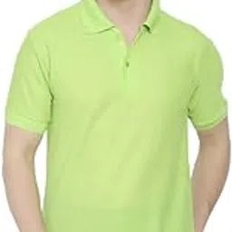 yualin creation Plain-Regular Fit Poly-Cotton Fabric Premium Half Sleeves Polo Collar T-Shirts for Men & Boys-picture-31