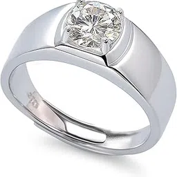 zarkan 925 Hallmark Men's Silver Ring With Classic Diamond | elegant 925 sterling silver adjustable rings for men's-picture-18