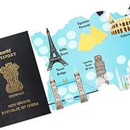 PartyStuff Travel Theme Tambola Housie Tickets - Travel Passport kukuba - Designer Kukuba (16 Cards)-image-0