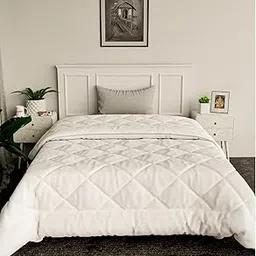 Kuber Industries Comforter for Single Bed|Microfiber Winter Dohar for Single Bed|220 GSM Reversible Comforter|AC Quilt (White)-picture-12