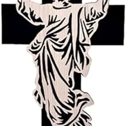 Wooden Jesus Cross Wall Hanging (white and matte black) Imported Quality, 30 cm x 19 cm, Home Decor-picture-14