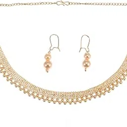 mohar glitz Artificial Pearl Moti Mala Chokar Necklace Stud -Drop Matching Earrings Jewellery Set for Women Girls and Kid Fashion Accessories-picture-30