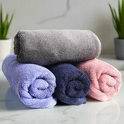 HEELIUM Bamboo Hand Towel | Ultra Absorbent & Anti-Bacterial | 3X Softer Than Cotton Towels | 65 X 40 cm - 600 GSM | Pack of 4 - Peach, Blue, Grey, Iris-picture-12