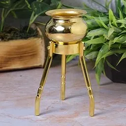 NEETU ARTS 4-Inch Brass Round Abhishek Stand Set with Kalash – Shivling Abhishek Pooja Accessory for Home Temple Décor-image-29