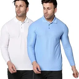 INKKR Full Sleeve Men's Solid Polo Neck T-Shirt Combo-picture-14