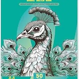 Zen Sangam Scribbles A4 Sketchbook | 50 Sheets 130GSM Acid-Free Paper | Top Spiral-Bound | for Artists, Kids & Professionals | Ideal for Markers, Colored Pencils, Charcoal, Pastels | Teal Blue-image-11