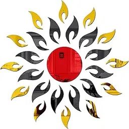 Bikri Kendra - Art BK21N28 - Sun Big Black Small Golden Leaf Circle RED - 3D Acrylic Decorative Mirror Wall Stickers-Self-Adhesive-picture-19