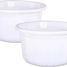 Kuber Industries 2 Pcs Plastic 25 Ltr Bathtub | Baby Bathing Tub for Home, Washroom & Kitchen Use | Lightweight and Multipurpose Water Tub | Suitable For Laundry and Cleaning - White-picture-20