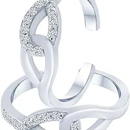 shiyara jewells Openable Cubic Zirconia (CZ) Toe Rings in Pure 92.5 Sterling Silver with Infinity Design for Women (TR000207)-picture-50