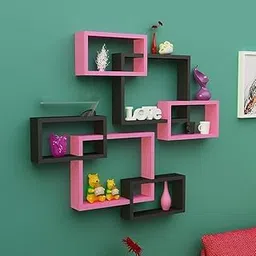 ARTFUL HAND CRAFTS Rustic Pink Wooden Floating Wall Shelves – Storage & Display Rack for Kitchen, Office, Living Room, and Bedroom Décor-image-7